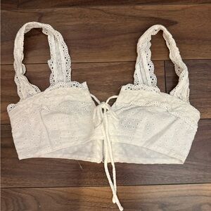 White Fox Boutique White Lace Crop Top